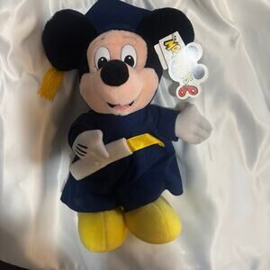 Vintage Disney World Disneyland Mickey Mouse Graduation Plush Stuffed Toy 12"